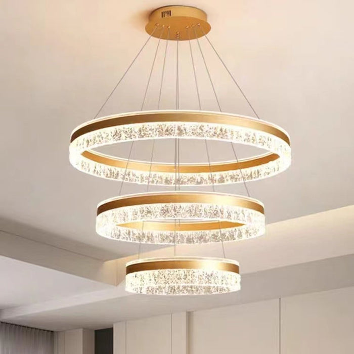 180W Modern Luxury Ring Pendant Light Adjustable Water Ripple LED Chandelier for Living Room and Dining Room - Amazingooh Wholesale