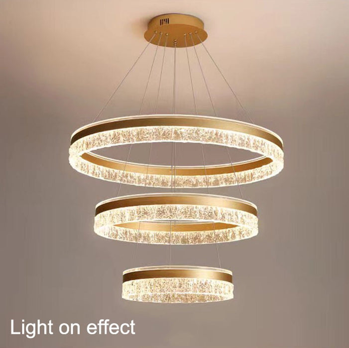 180W Modern Luxury Ring Pendant Light Adjustable Water Ripple LED Chandelier for Living Room and Dining Room - Amazingooh Wholesale