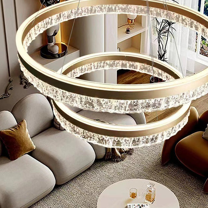 180W Modern Luxury Ring Pendant Light Adjustable Water Ripple LED Chandelier for Living Room and Dining Room - Amazingooh Wholesale