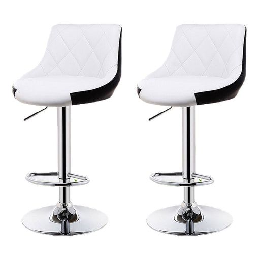 2 Pcs Bar Stools Kitchen Bar Stool Leather Barstools Swivel Gas Lift Counter Chairs BS8403 White - Amazingooh Wholesale