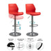 2 Pcs Bar Stools Kitchen Bar Stool Leather Barstools Swivel Gas Lift Counter Chairs BS8404 Red - Amazingooh Wholesale