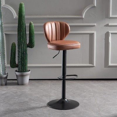 2 Pcs Bar Stools Kitchen Bar Stool Leather Barstools Swivel Gas Lift Counter Chairs BS8405 Brown - Amazingooh Wholesale