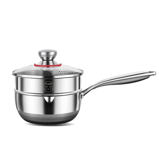 24cm 316L Stainless Steel Saucepan Compound Steel Honeycomb Nonstick Sauce Pan with Glass Lid 3.2L Pot Stay - Cool Handle Multipurpose Milk Saucepan, Induction Capable and Gas Stove - Amazingooh Wholesale