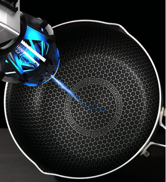 24cm 316L Stainless Steel Saucepan Compound Steel Honeycomb Nonstick Sauce Pan with Glass Lid 3.2L Pot Stay - Cool Handle Multipurpose Milk Saucepan, Induction Capable and Gas Stove - Amazingooh Wholesale
