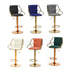 2x Height Velvet Padded Golden Round Base Barstools Chairs with Backrest and Footrest - BEIGE - Amazingooh Wholesale