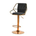 2x Height Velvet Padded Golden Round Base Barstools Chairs with Backrest and Footrest - BLACK - Amazingooh Wholesale