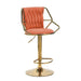 2x Height Velvet Padded Golden Round Base Barstools Chairs with Backrest and Footrest - ORANGE - Amazingooh Wholesale