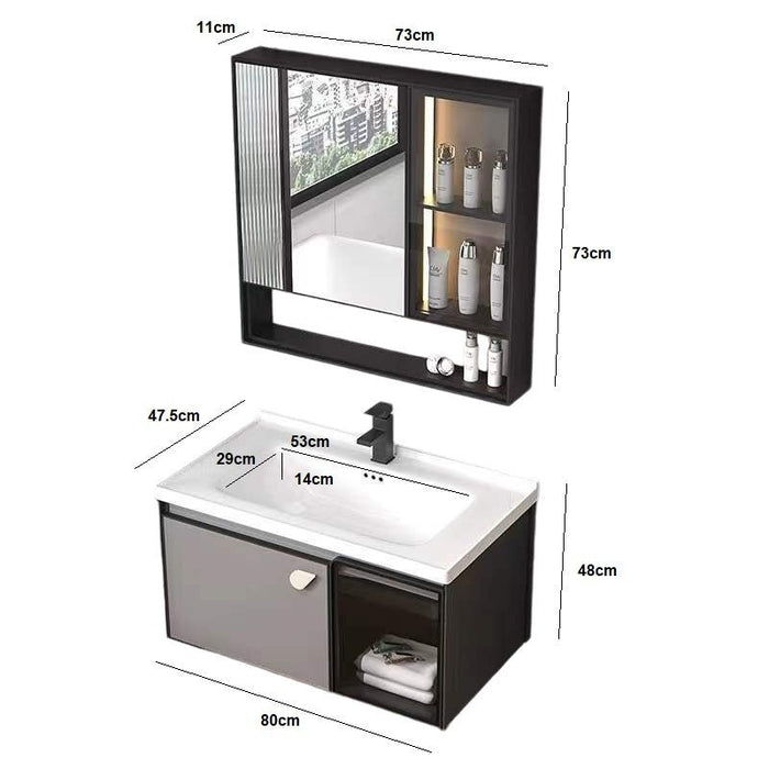 80cm Aluminum Modern Bathroom Vanity Single - Sink & Faucet & Mirrors Set for Bathroom - Amazingooh Wholesale