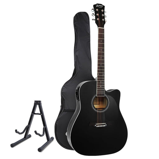 Alpha 41" Inch Electric Acoustic Guitar Wooden Classical Full Size EQ Capo Black - Amazingooh Wholesale