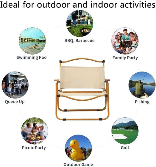 AMZ Folding Camping Chair, Portable Camping Chair, Lightweight Camping Backpacking Chair, Outdoor Beach Chair for Camping Hiking Garden Travel Beach Picnic BBQ Outdoor (Beige, Medium) - Amazingooh Wholesale