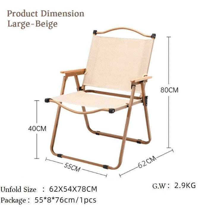 AMZ Folding Camping Chair, Portable Camping Chair, Lightweight Camping Backpacking Chair, Outdoor Beach Chair for Camping Hiking Garden Travel Beach Picnic BBQ Outdoor (Beige, Large) - Amazingooh Wholesale