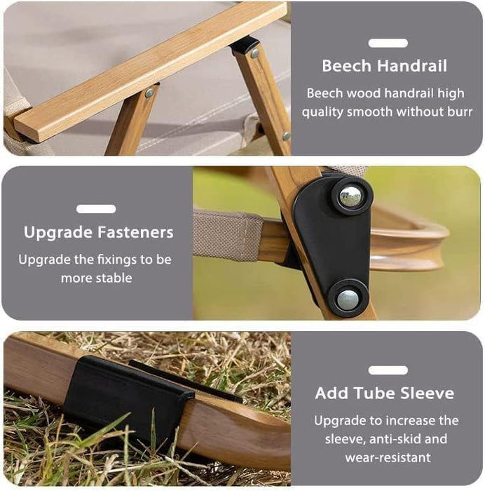AMZ Folding Camping Chair, Portable Camping Chair, Lightweight Camping Backpacking Chair, Outdoor Beach Chair for Camping Hiking Garden Travel Beach Picnic BBQ Outdoor (Beige, Medium) - Amazingooh Wholesale