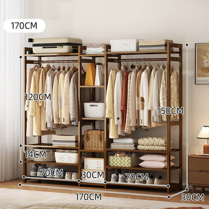 Bamboo Clothes Rack Garment Closet Storage Organizer Hanging Rail Shelf Dress room - Amazingooh Wholesale