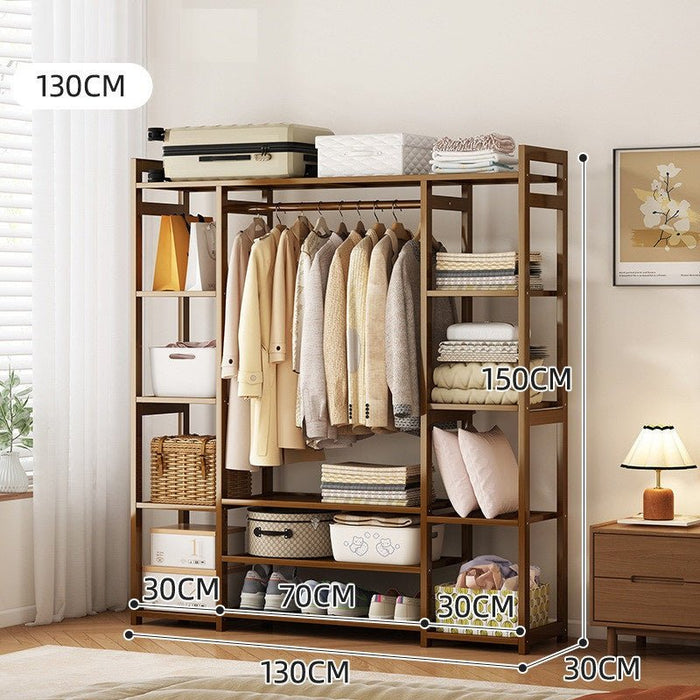 Bamboo Clothes Rack Garment Closet Storage Organizer Hanging Rail Shelf Dress room - Amazingooh Wholesale