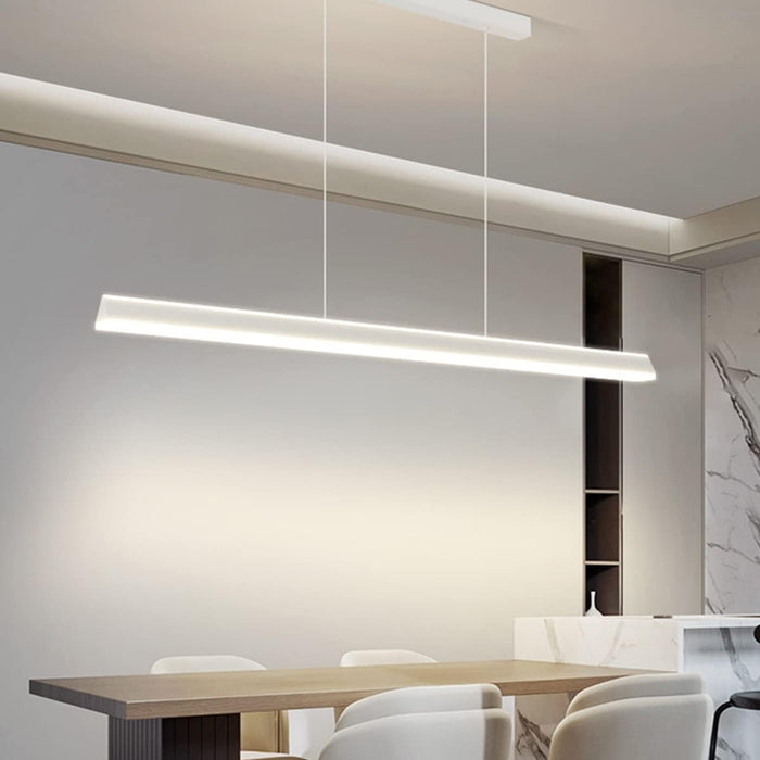 BAMDECOR 1.2M Modern Minimalist Trapezoid Pendant Light Adjustable LED Bar Light for Dining Room and Kitchen - White - Amazingooh Wholesale