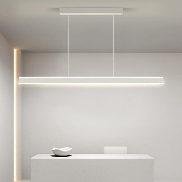 BAMDECOR 1.2M Modern Minimalist Trapezoid Pendant Light Adjustable LED Bar Light for Dining Room and Kitchen - White - Amazingooh Wholesale