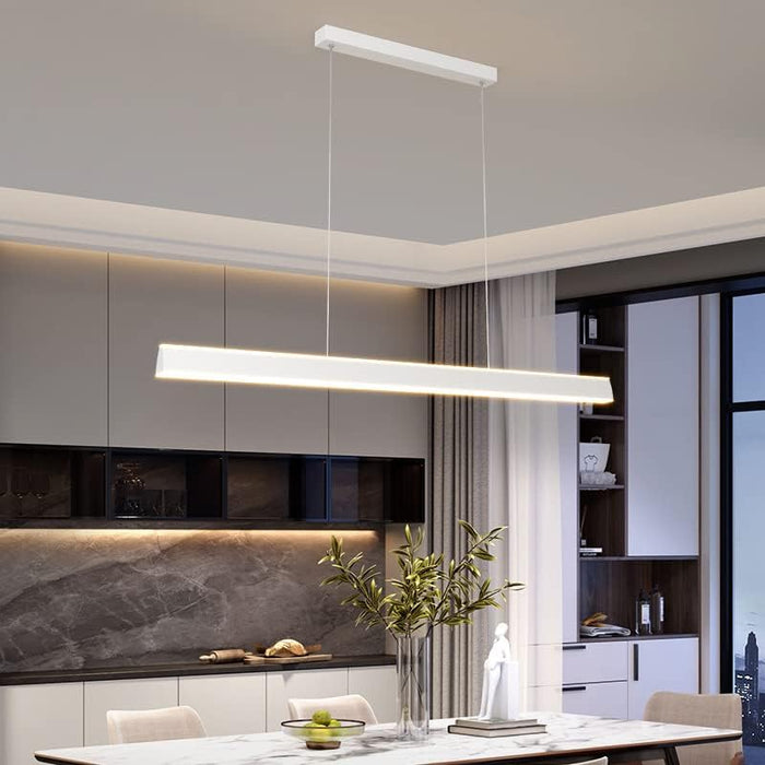 BAMDECOR 1.2M Modern Minimalist Trapezoid Pendant Light Adjustable LED Bar Light for Dining Room and Kitchen - White - Amazingooh Wholesale