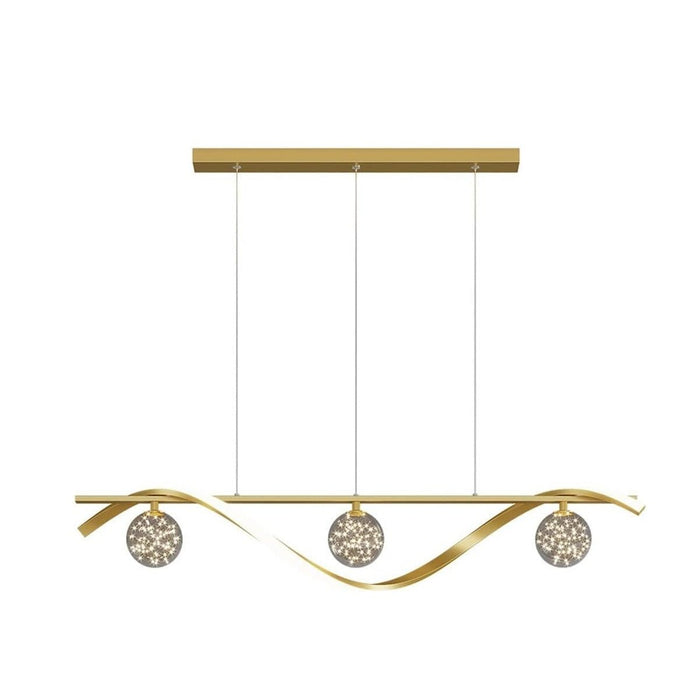 BAMDECOR Chandelier, Modern LED Adjustable Hanging Light Glass Globe Shade Strip Chandelier Apply to Dining Room Kitchen Island Bar Decorative Lighting(Gold,Trichromatic Light) - Amazingooh Wholesale
