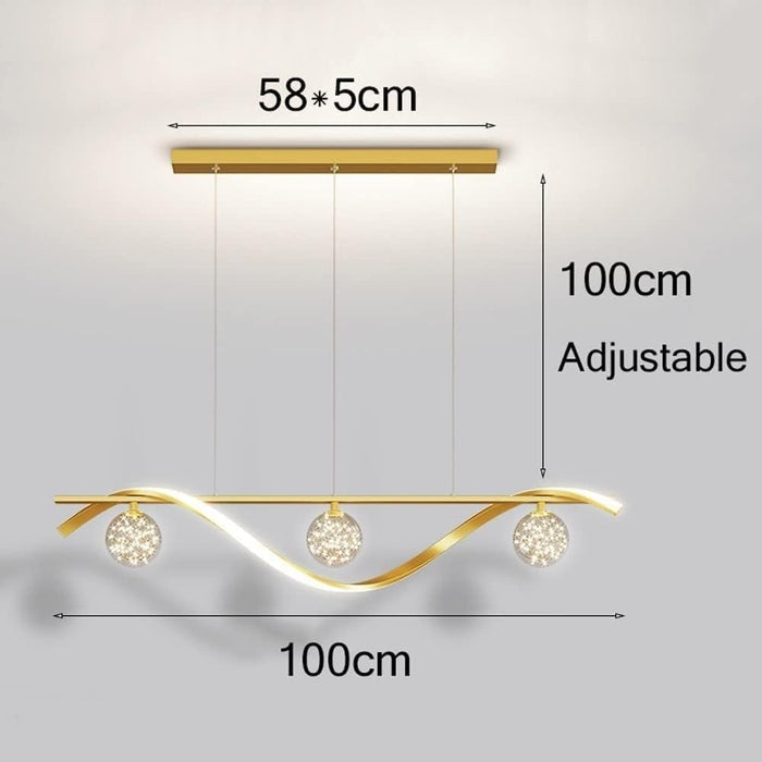BAMDECOR Chandelier, Modern LED Adjustable Hanging Light Glass Globe Shade Strip Chandelier Apply to Dining Room Kitchen Island Bar Decorative Lighting(Gold,Trichromatic Light) - Amazingooh Wholesale
