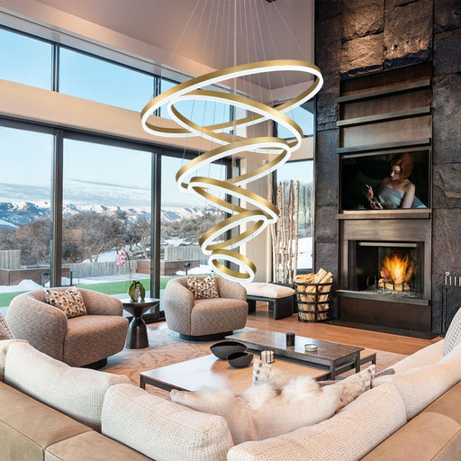BAMDECOR Gold Nordic Home Decor Dining Room Pendant lamp lights Ceiling Lamp Hanging Light Chandelier Lamps (6 Rings - Gold) - Amazingooh Wholesale
