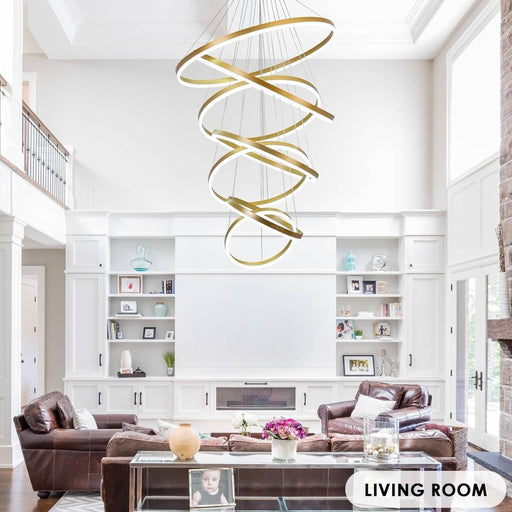 BAMDECOR Gold Nordic Home Decor Dining Room Pendant lamp lights Ceiling Lamp Hanging Light Chandelier Lamps (7 Rings - Gold) - Amazingooh Wholesale
