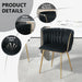 Black Modern Hand Weaving Dining Chairs,Velvet Upholstered Side Chairs with Gold Legs, Chic Vanity Chairs with Armrest, Accent Chair for Dining Room, and Cafe Set of 2 - Amazingooh Wholesale