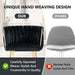 Black Modern Hand Weaving Dining Chairs,Velvet Upholstered Side Chairs with Gold Legs, Chic Vanity Chairs with Armrest, Accent Chair for Dining Room, and Cafe Set of 2 - Amazingooh Wholesale