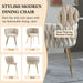 Ivory Modern Hand Weaving Dining Chairs,Velvet Upholstered Side Chairs with Gold Legs, Chic Vanity Chairs with Armrest, Accent Chair for Dining Room, and Cafe Set of 2 - Amazingooh Wholesale