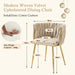 Ivory Modern Hand Weaving Dining Chairs,Velvet Upholstered Side Chairs with Gold Legs, Chic Vanity Chairs with Armrest, Accent Chair for Dining Room, and Cafe Set of 2 - Amazingooh Wholesale
