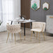Ivory Modern Hand Weaving Dining Chairs,Velvet Upholstered Side Chairs with Gold Legs, Chic Vanity Chairs with Armrest, Accent Chair for Dining Room, and Cafe Set of 2 - Amazingooh Wholesale