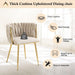 Ivory Modern Hand Weaving Dining Chairs,Velvet Upholstered Side Chairs with Gold Legs, Chic Vanity Chairs with Armrest, Accent Chair for Dining Room, and Cafe Set of 2 - Amazingooh Wholesale