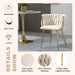 Ivory Modern Hand Weaving Dining Chairs,Velvet Upholstered Side Chairs with Gold Legs, Chic Vanity Chairs with Armrest, Accent Chair for Dining Room, and Cafe Set of 2 - Amazingooh Wholesale