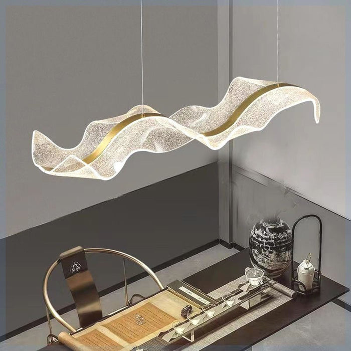 Modern Minimalist Ribbon Pendant Light Artistic Wave LED Chandelier for Dining Room, Bar, and Tea Room - Amazingooh Wholesale