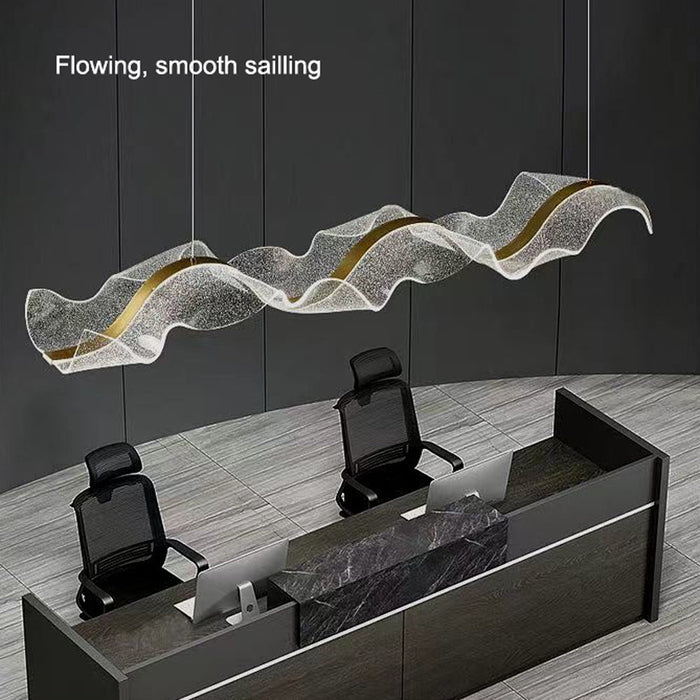 Modern Minimalist Ribbon Pendant Light Artistic Wave LED Chandelier for Dining Room, Bar, and Tea Room - Amazingooh Wholesale