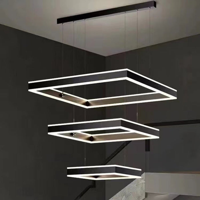 Modern Minimalist Square Pendant Light Adjustable LED Chandelier for Bar, Dining Room, Office - Amazingooh Wholesale