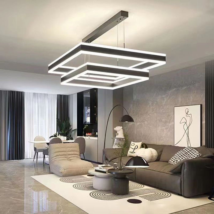 Modern Minimalist Square Pendant Light Adjustable LED Chandelier for Bar, Dining Room, Office - Amazingooh Wholesale