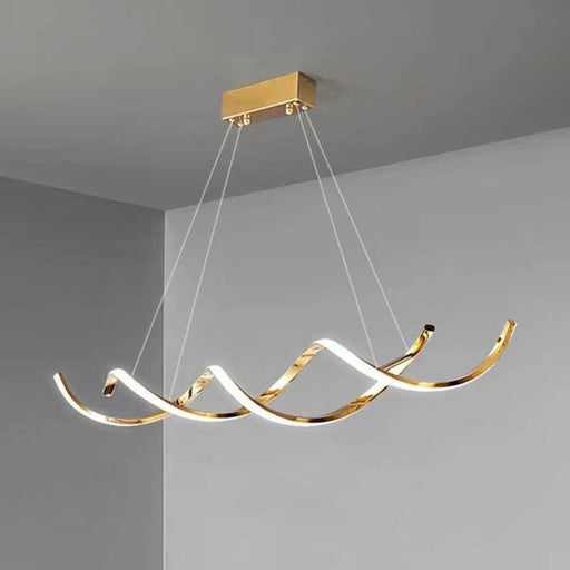 Modern Minimalist Titanium Gold Pendant Light Adjustable LED Chandelier for Dining Room and Bar - Amazingooh Wholesale