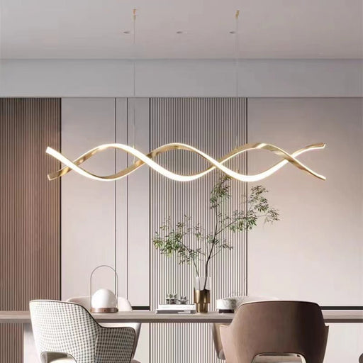 Modern Minimalist Titanium Gold Pendant Light Adjustable LED Chandelier for Dining Room and Bar - Amazingooh Wholesale