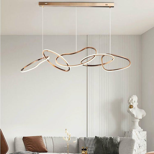 Nordic Minimalist Rose Gold LED Pendant Light Adjustable Modern Ring Chandelier for Dining Room and Bar - Amazingooh Wholesale