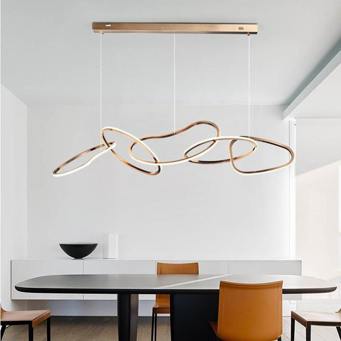 Nordic Minimalist Rose Gold LED Pendant Light Adjustable Modern Ring Chandelier for Dining Room and Bar - Amazingooh Wholesale