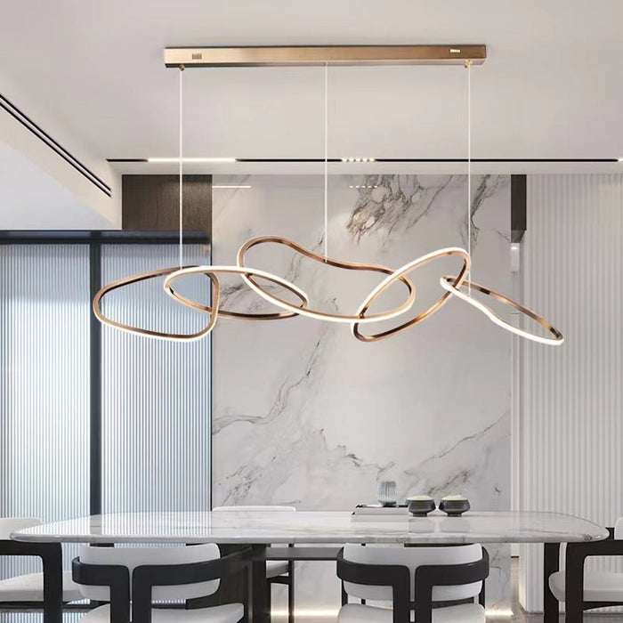 Nordic Minimalist Rose Gold LED Pendant Light Adjustable Modern Ring Chandelier for Dining Room and Bar - Amazingooh Wholesale