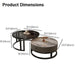 Snowy Mountain Faux Modern Marble Slate Nesting Coffee Table Set Leather Wrapped Wood Drawers - Amazingooh Wholesale