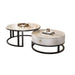 Snowy Mountain Faux Modern Marble Slate Nesting Coffee Table Set Leather Wrapped Wood Drawers - Amazingooh Wholesale