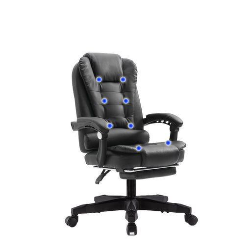 2022 New 8 Point Massage Chair Executive Office Computer Seat Footrest Recliner Pu Leather - Amazingooh Wholesale