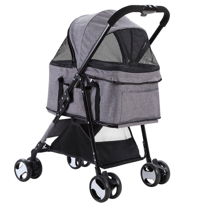 i.Pet Pet Stroller Dog Carrier Foldable Pram 3 IN 1 Middle Size Grey - Amazingooh Wholesale