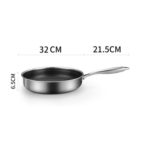 Stainless Steel Frying Pan Non-Stick Cooking Frypan Cookware 32cm Honeycomb Single Sided - amazingooh