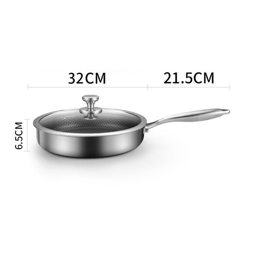 Stainless Steel Frying Pan Non-Stick Cooking Frypan Cookware 32cm Honeycomb Single Sided - amazingooh